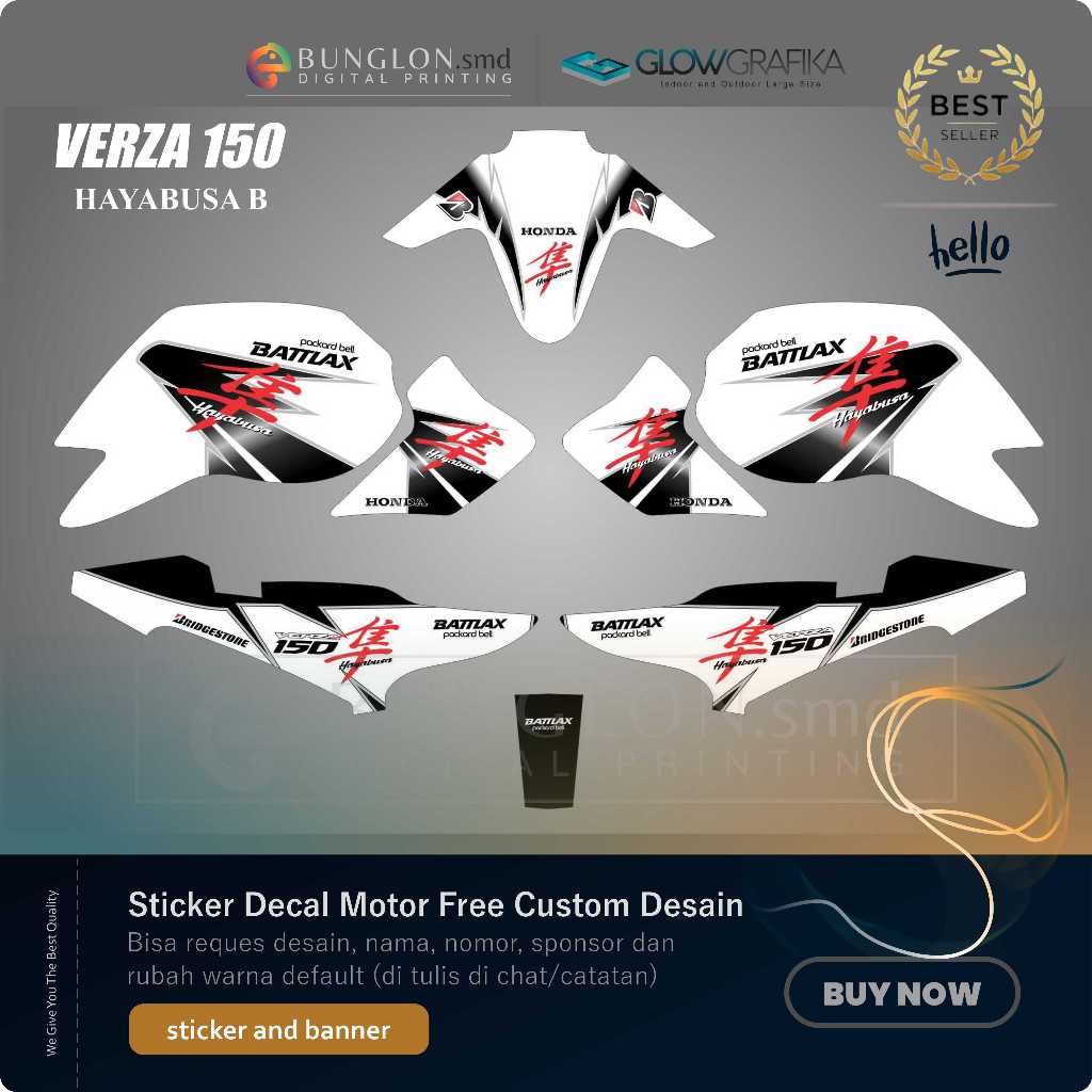 DECAL STIKER MOTOR CUSTOM HONDA VERZA 150 EDISI HAYABUSA B