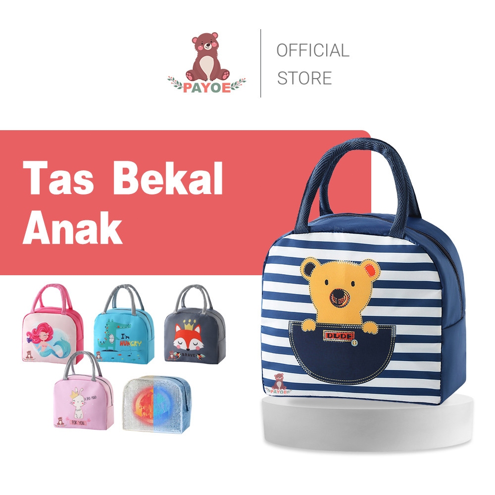 PAYOE Tas Bekal Makanan Anak Motif Lucu Tas Lunch Box Cartoon Tas Tempat Makan Anak