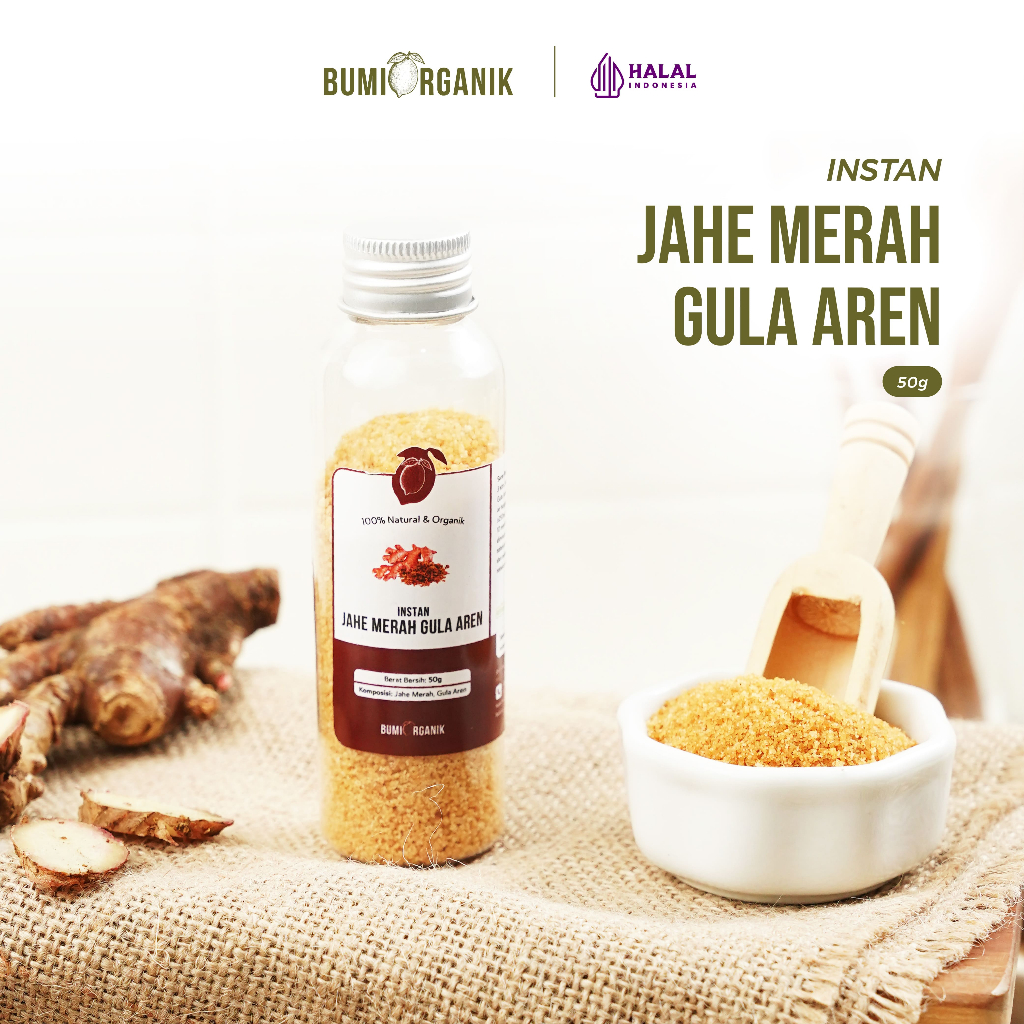 

JAHE MERAH GULA AREN 50G / JAHE MERAH GULA AREN BUMI ORGANIK / JAHE MERAH / JAHE MERAH BUBUK / JAHE MERAH SEGAR / GULA AREN ASLI 100% / GULA AREN BUBUK / GULA AREN ASLI / GULA MERAH AREN ASLI ORIGINAL NUTRIFARM DARI BUMI BEORGANIK SAFIYA