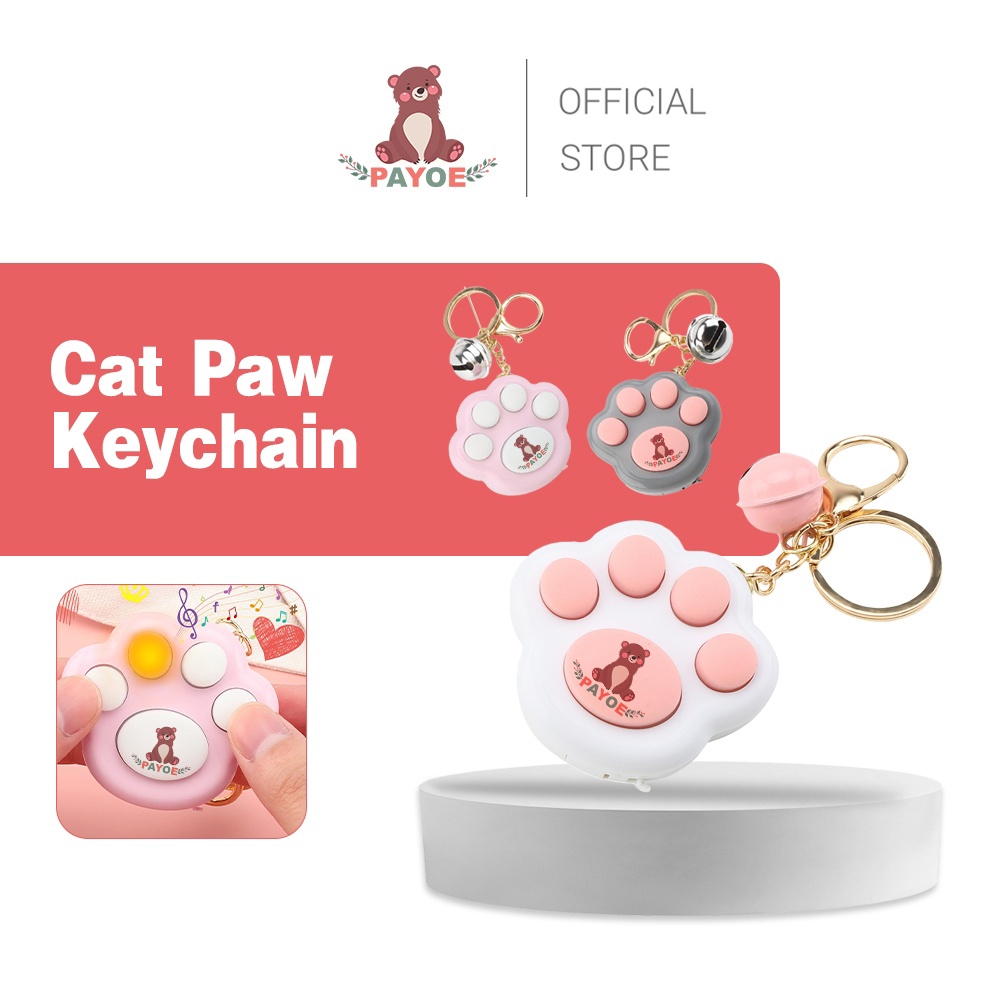 Payoe Mini Fidget Toy Fidget Game Keychain Lovely Portable Funny Cat Paw Push Mainan Musik Anak -Kt