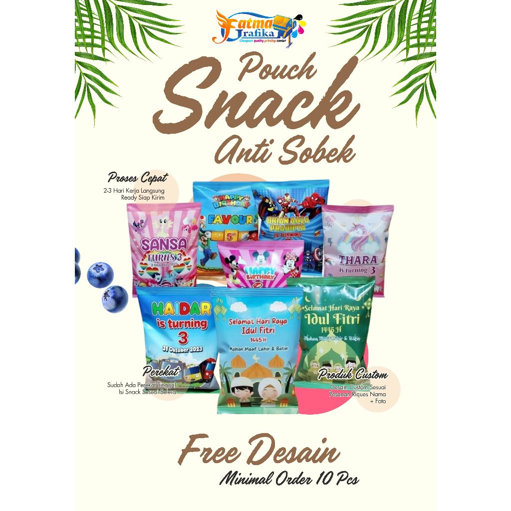 Kemasan Pouch Snack Ulang Tahun Anak Custom Tas Ultah Tas Lebaran Tas Natal