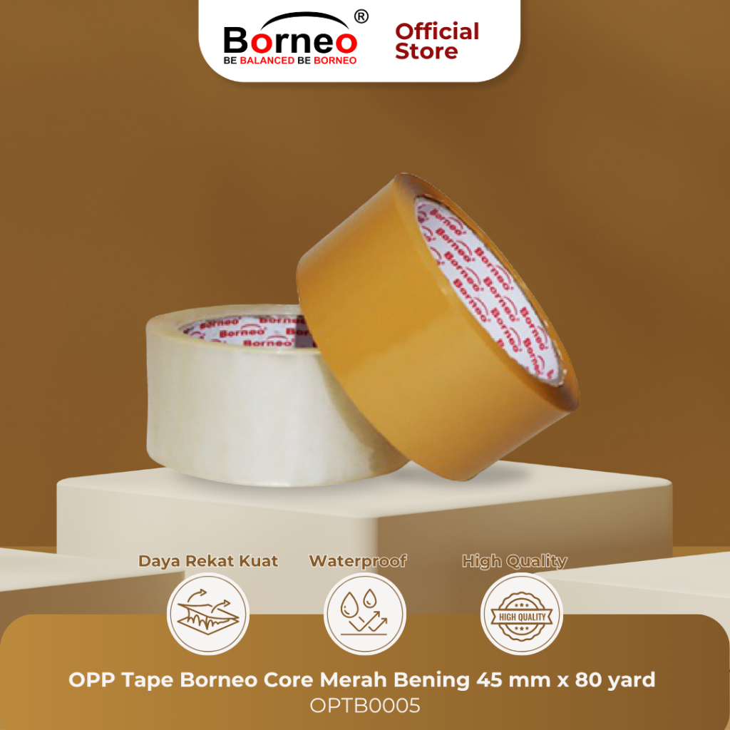 

Borneo OPP Lakban Bening / Coklat 45 mm x 80 Yard