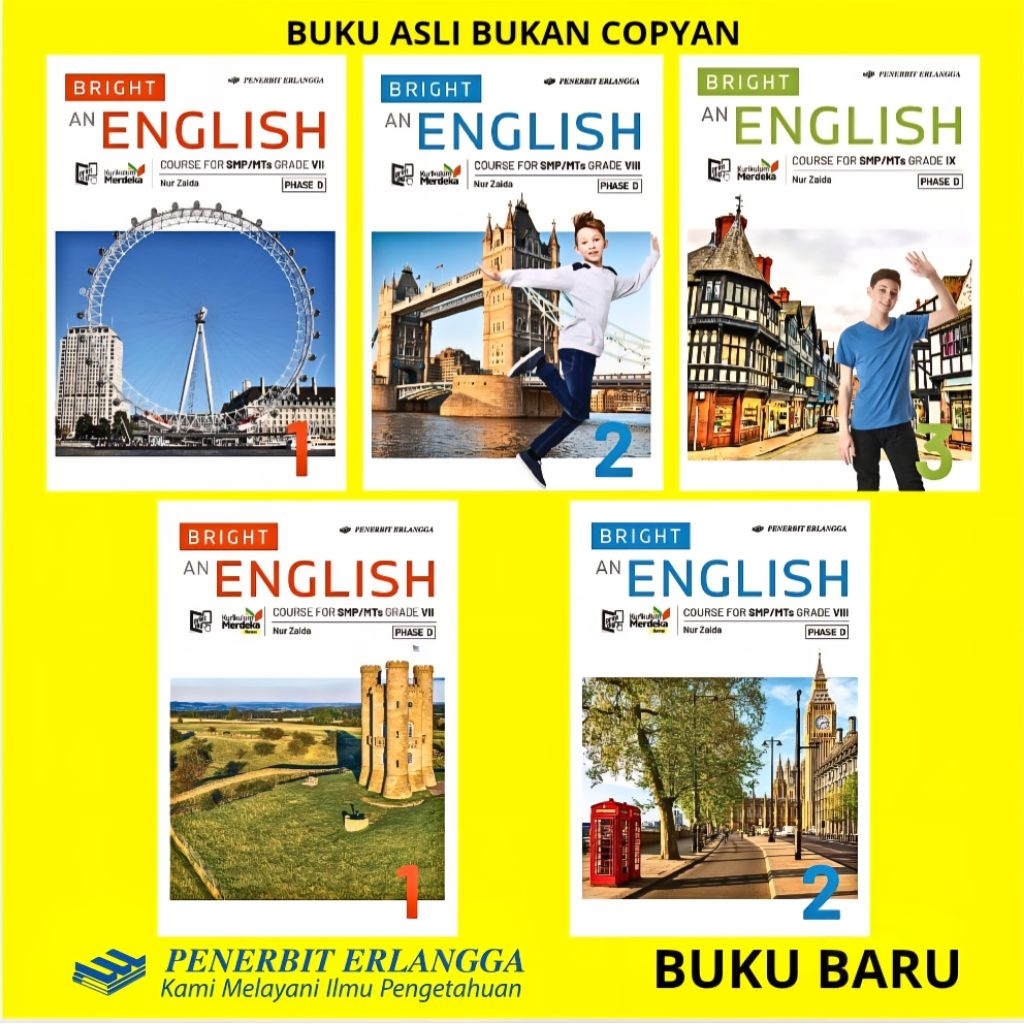 RB BRIGHT AN ENGLISH KELAS 7 8 9 SMP/MTs REVISI PENERBIT ERLANGGA KURIKULUM MERDEKA - BUKU KLS 1 2 3