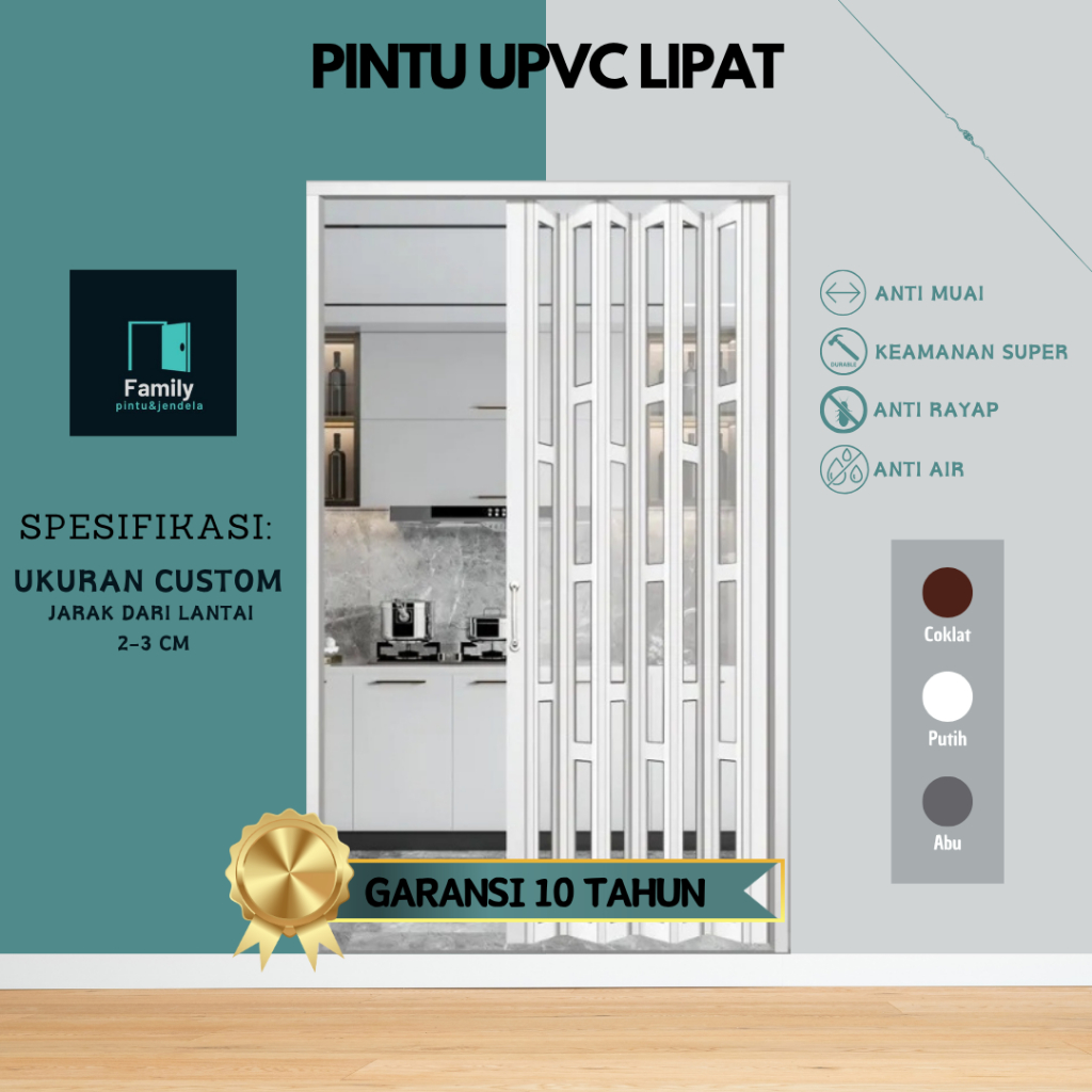 Pintu Lipat - Pintu PVC-Partisi Ruangan, Pintu Kamar Mandi, Pintu Geser Aluminium,Pintu Geser 02