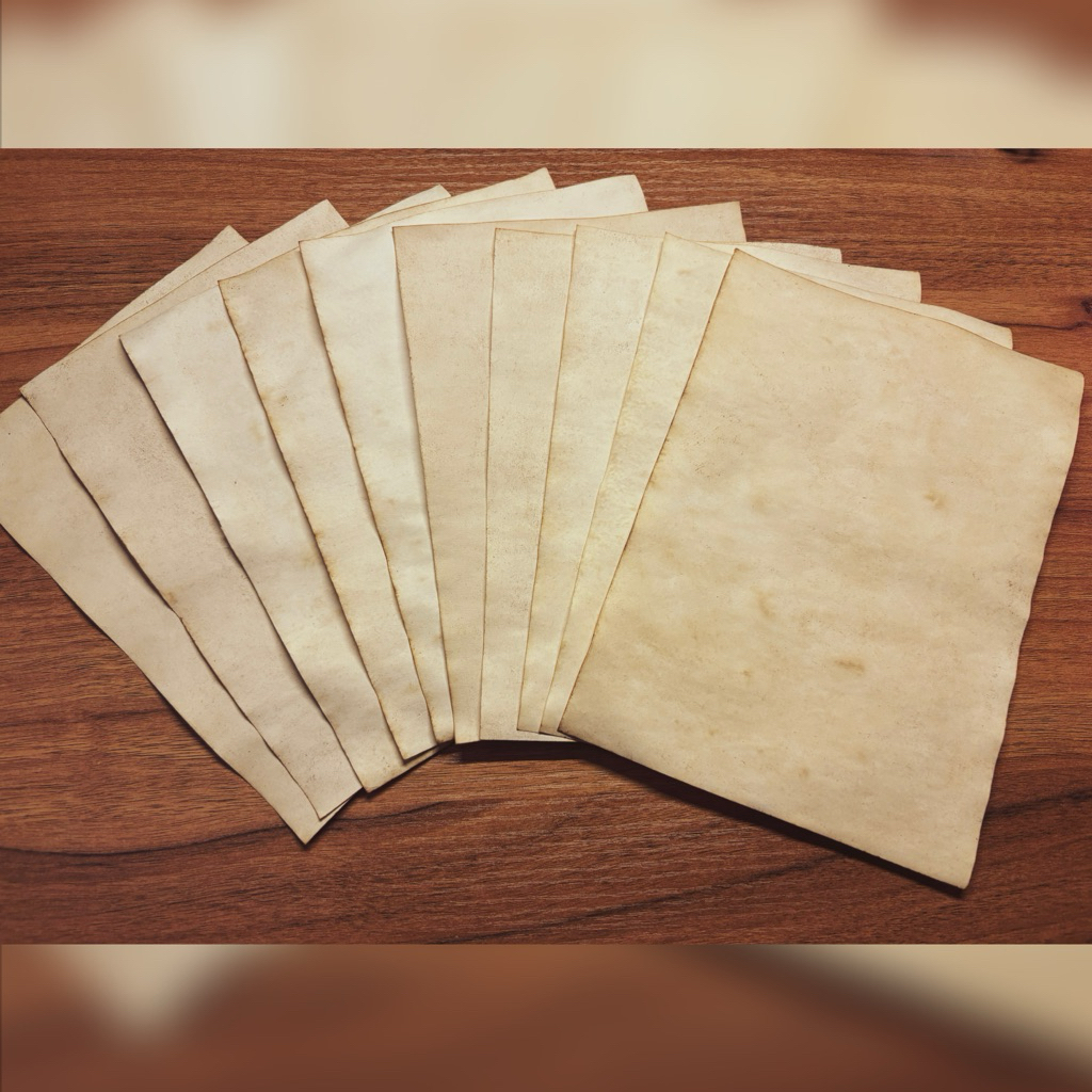 

Kertas Vintage/Vintage Paper/Kertas Lama/Old Paper/Kertas Antik [Coffee Dyed - 10 Lembar Tebal]