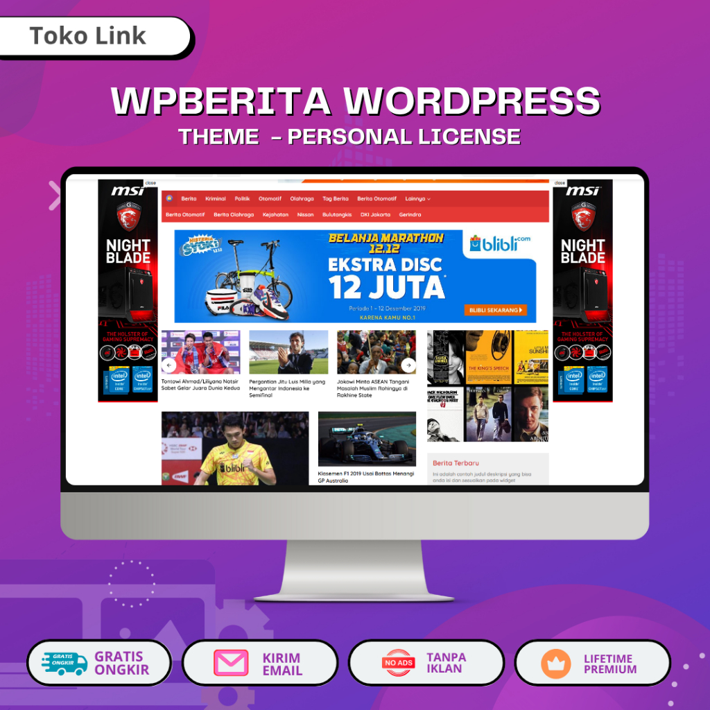 WpBerita Wordpress Theme (10 domain) - Personal License Lifetime