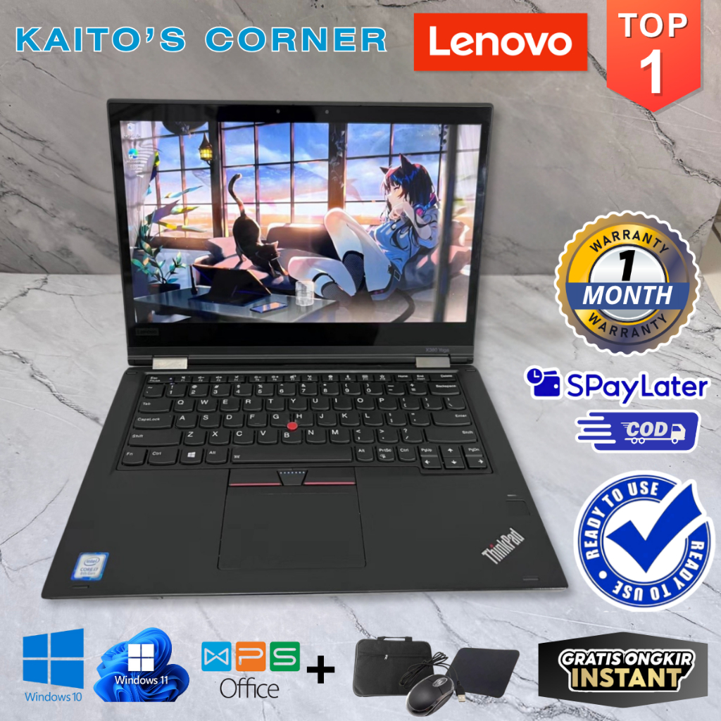 [Bekas] Laptop Lenovo Yoga X380/X390 i5/i7 Gen 8 - 13.3” Touchscreen + Stylus + Bisa Lipat 360° Slim