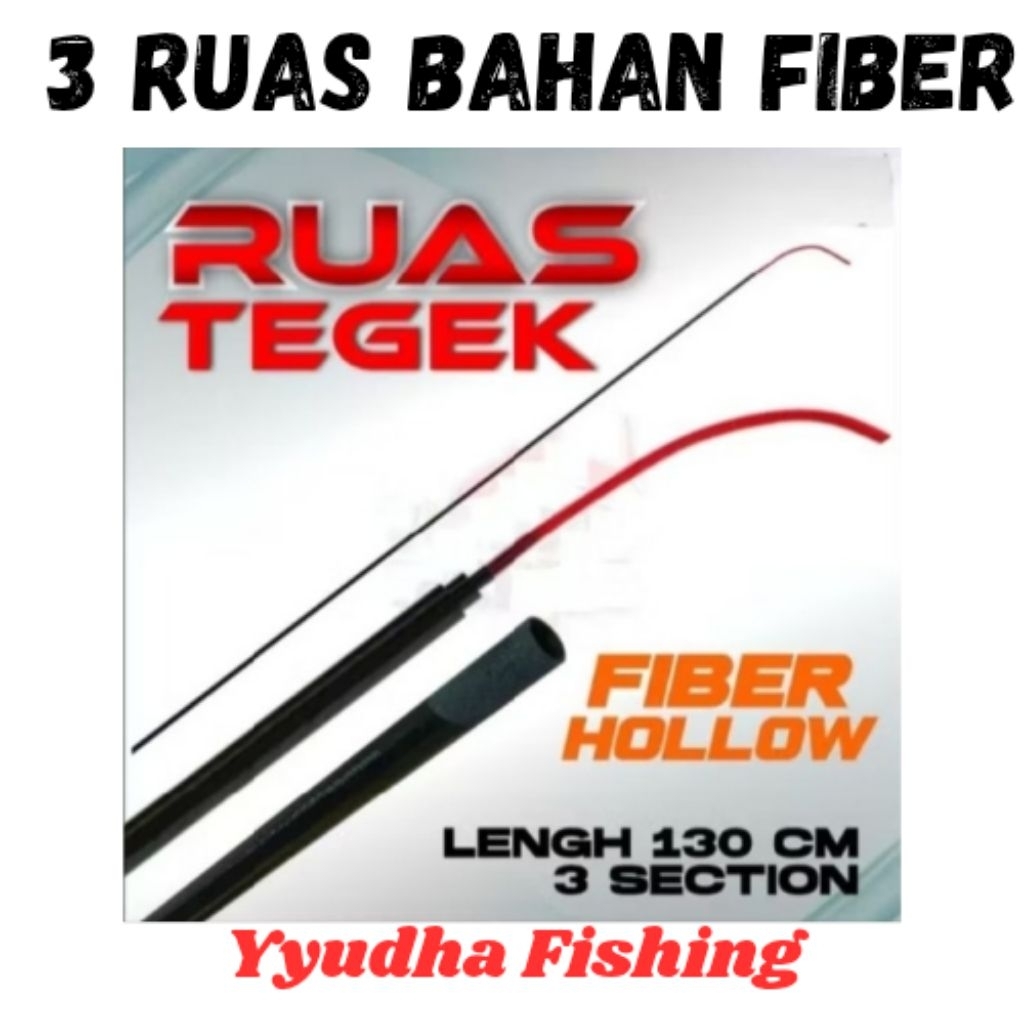 3 Ruas Ujung Joran Tegek Bahan Fiber Hollow/Pengganti joran tegek yang Patah