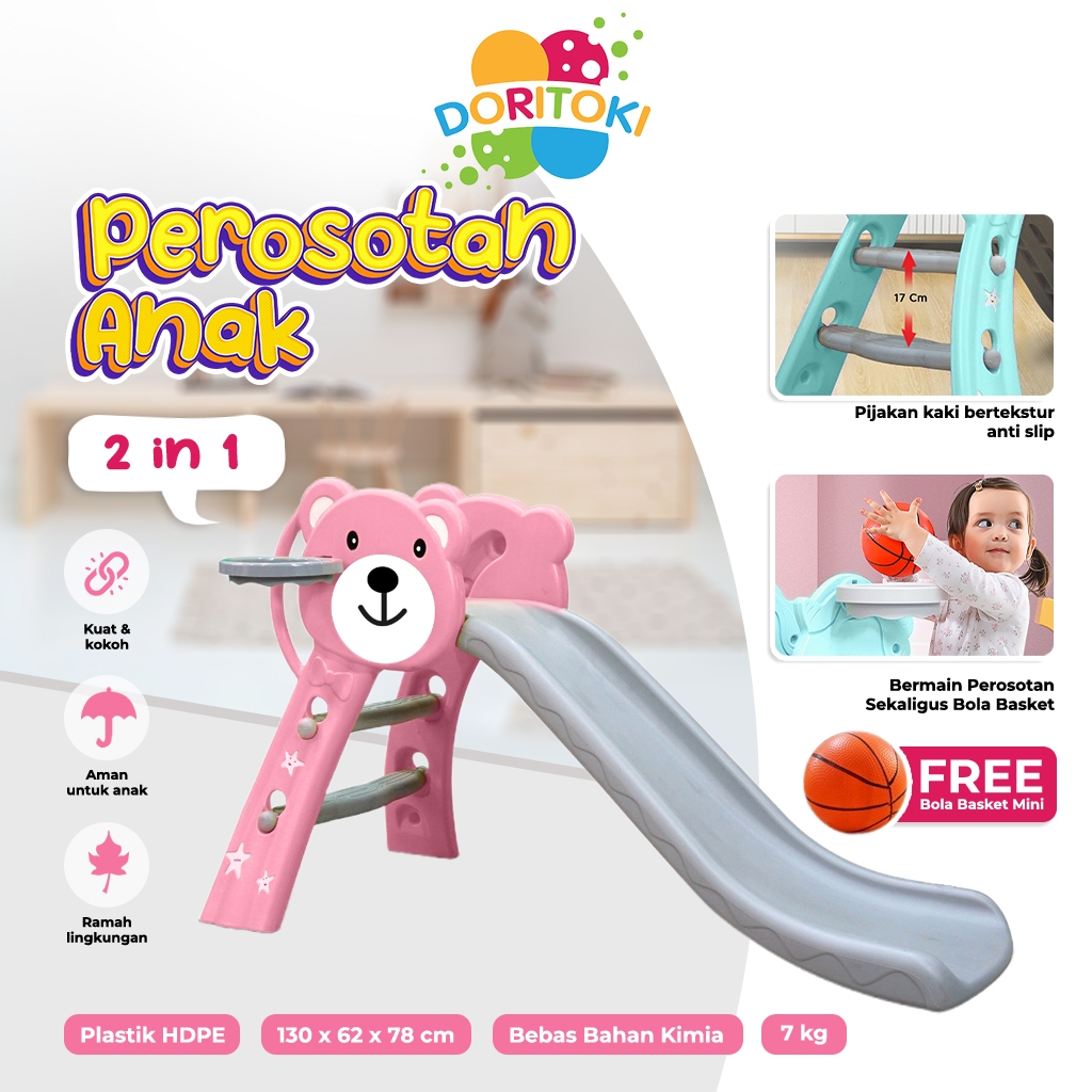 Doritoki SNI Mainan Perosotan Anak Prosotan Pagar Ayunan Kuda Kudaan Karpet 001-1102