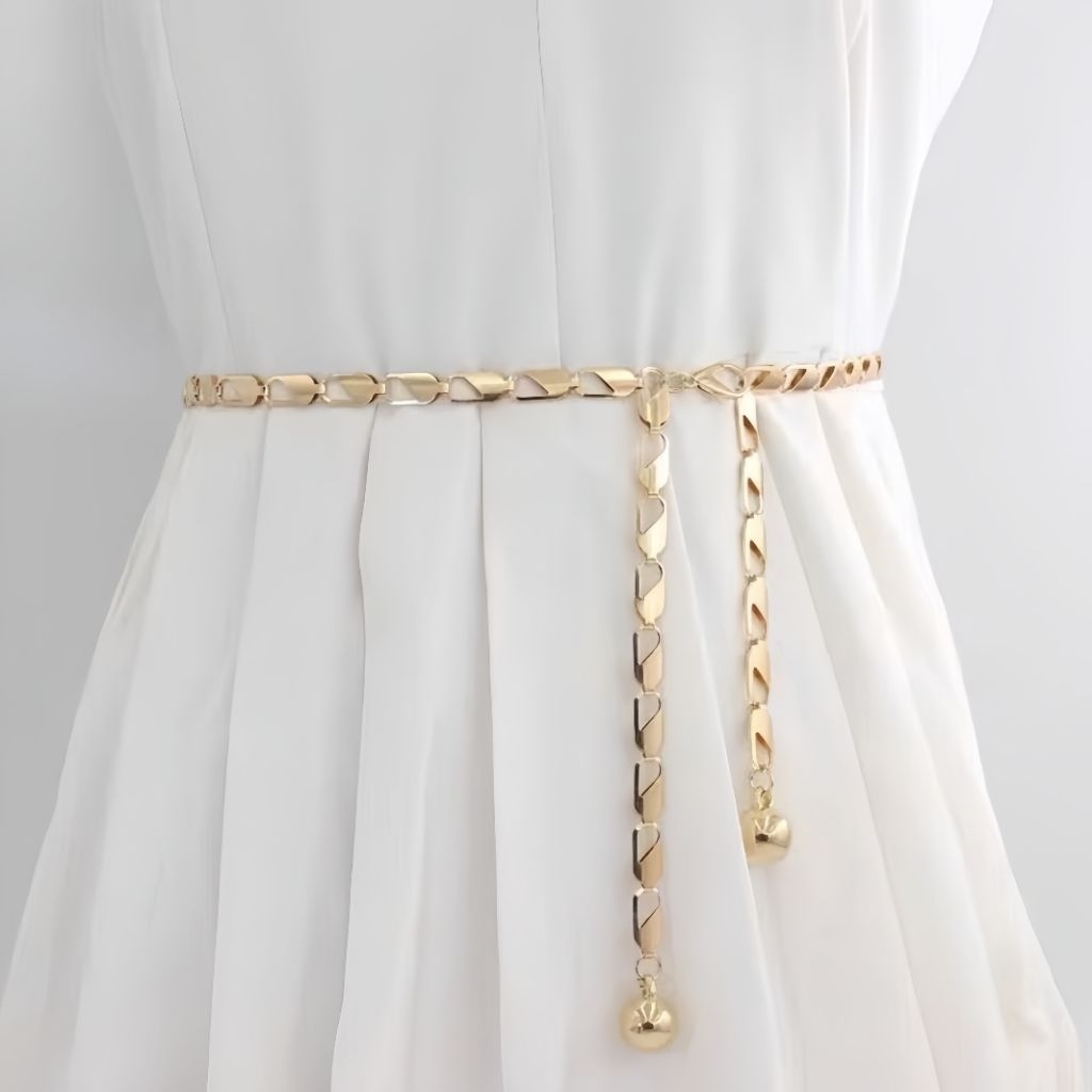 Ikat Pinggang Rantai Wanita, Belt Korean Fashion  Elegan Gold Silver