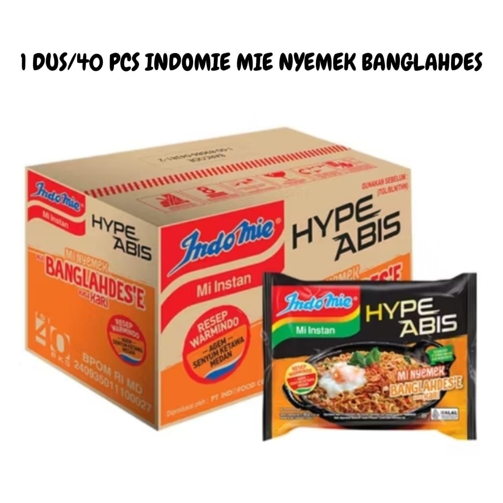 

1 DUS/40 PCS INDOMIE MIE INSTAN HYPE ABIS MI NYEMEK ALA BANGLAHDESE RASA KARI 80 GRAM RESEP WARMINDO NEW PRODUK BY INDOFOOD HALAL 100% TStore