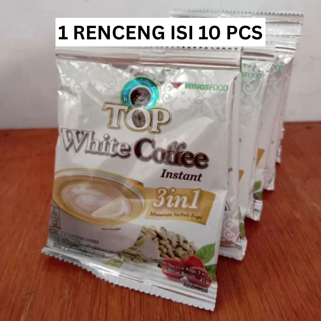 

(1 RENCENG ISI 10 PCS) Kopi TOP White Coffee Instant 3 In 1 White Coffee 21 Gram Eceran Renceng Isi 10 Sachet Kopi Top Wingsfood