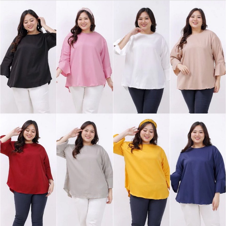 BLOUSE ATASAN WANITA JUMBO BIG SIZE PREMIUM 052 BAJU HAMIL KERJA KANTOR PESTA KASUAL XXL XXXL LD 120