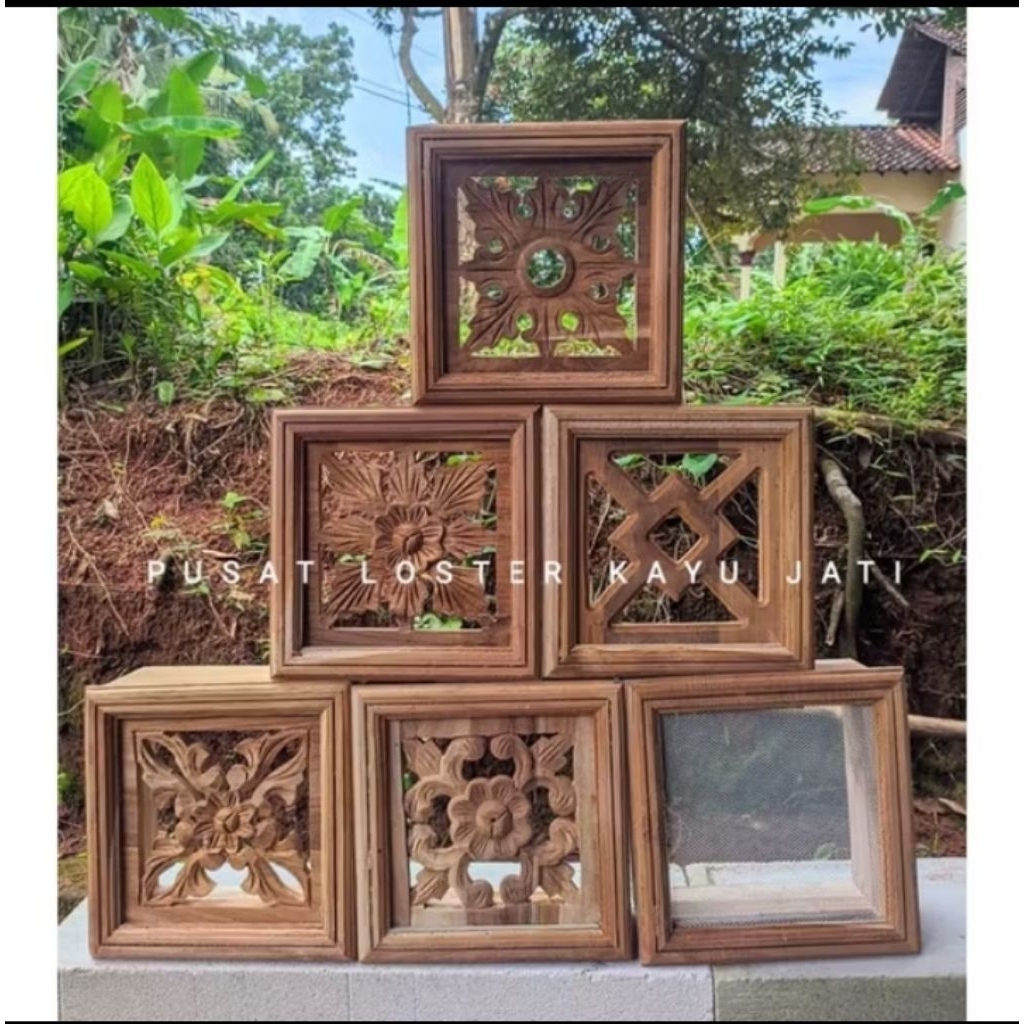 loster kayu jati kotak ukuran 23x23x10