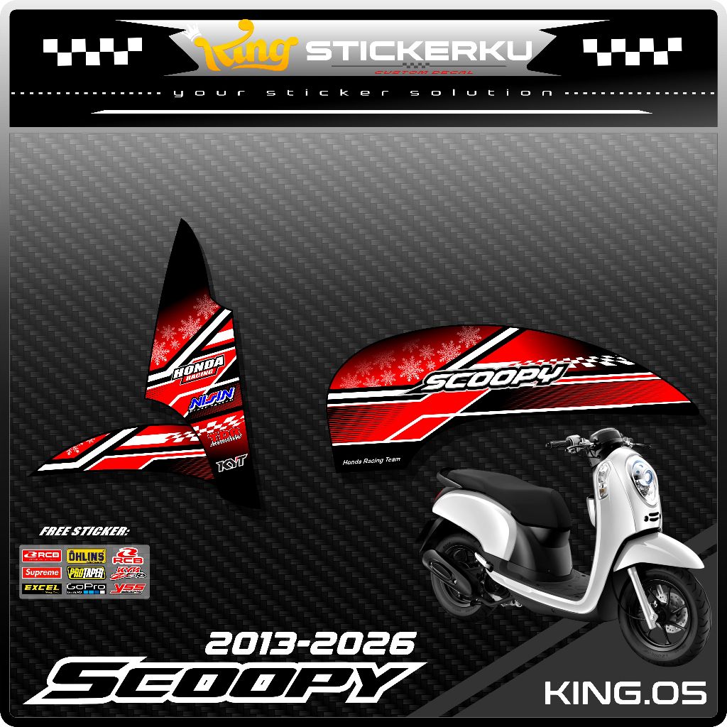 Stiker Striping Scoopy 2014/2016 - Sticker Striping Motor Scoopy 2014/2016 Motif Racing. KS.05