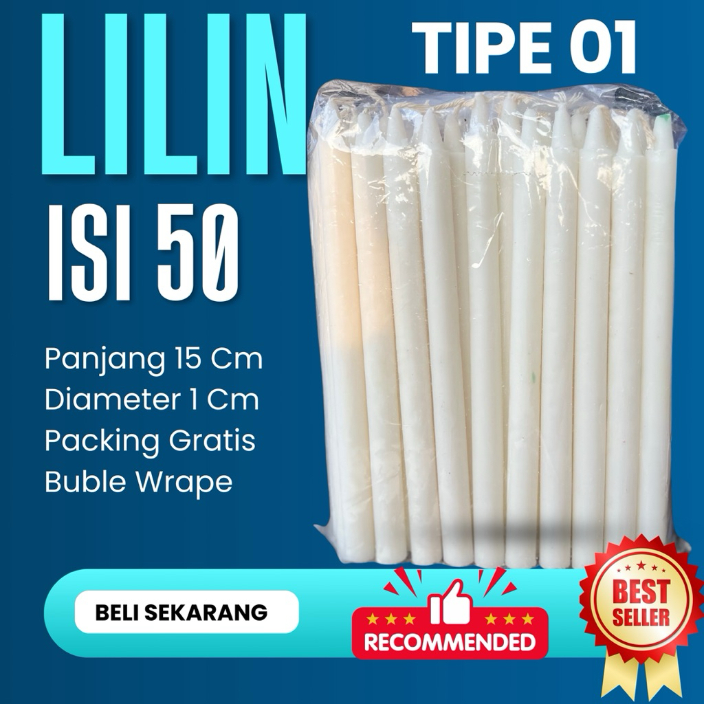 Lilin Putih Isi 50 Batang Lilin Putih Lilin Murah Tahan Lama Lilin Terlaris Lilin Mati Lampu Candle 