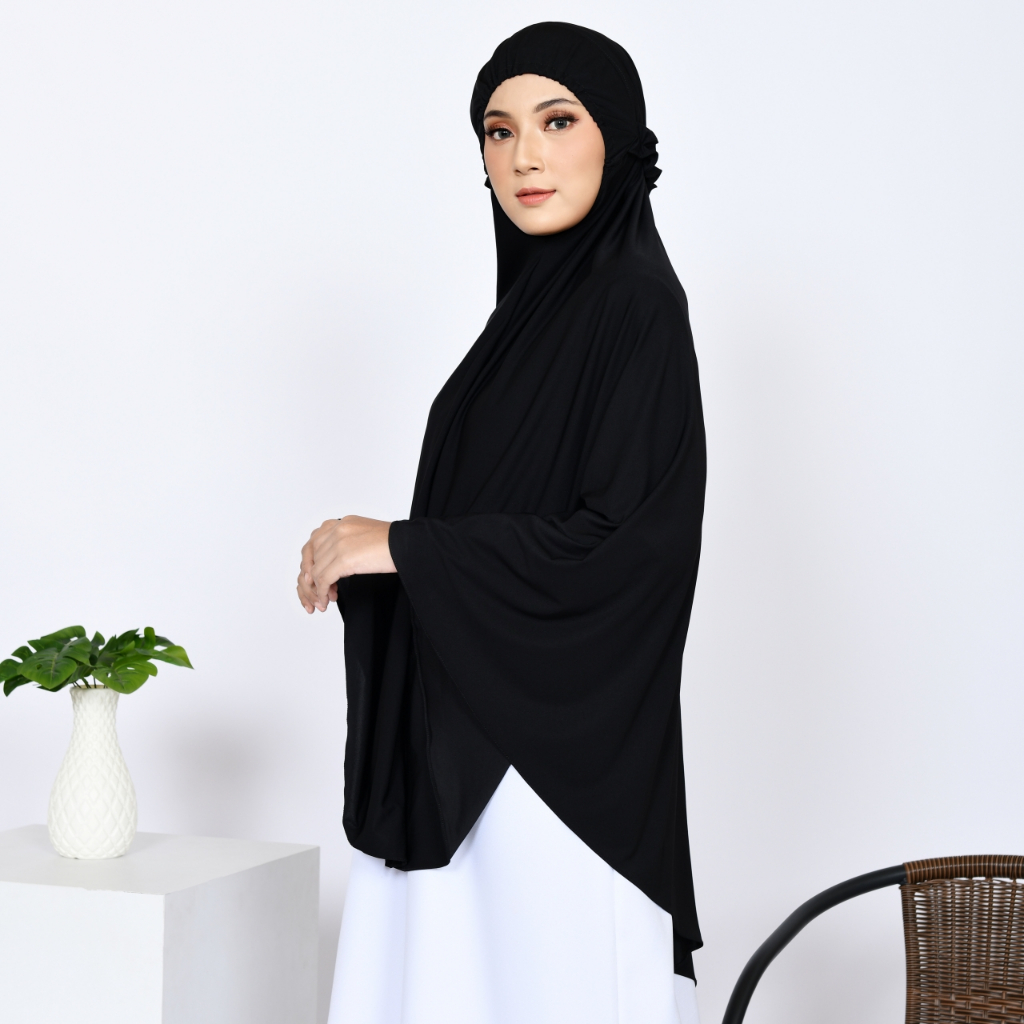 Jilbab Khimar Jumbo Bergo Syari Umroh Lady Maheera Hijab Daily Cantik Berbahan Jersy Bergo Tali Kare