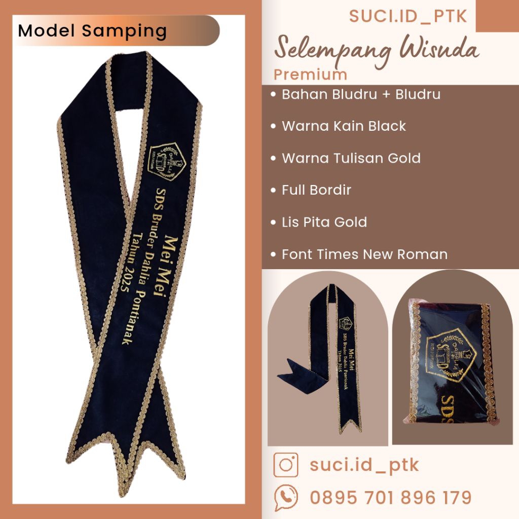 Selempang Wisuda Renda Gold/Silver