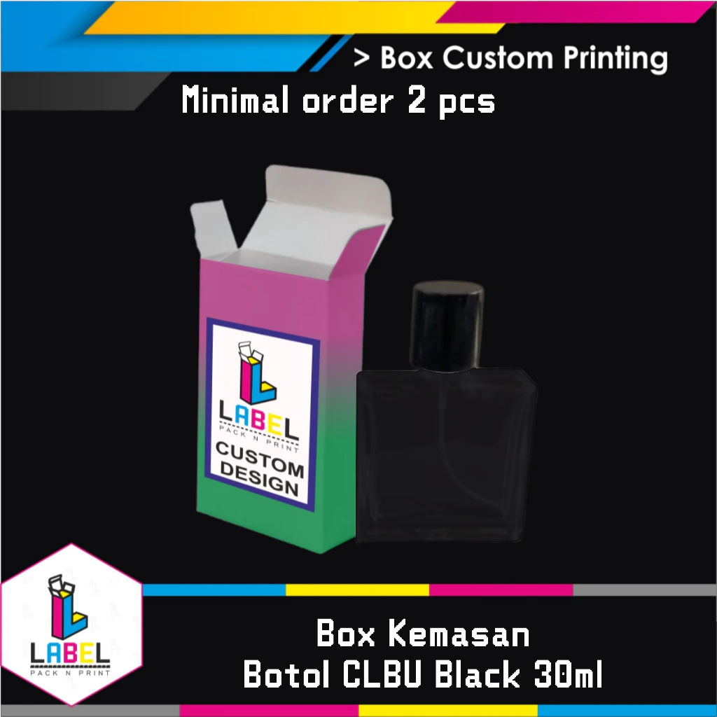 

Box / Dus Kemasan Botol CLBU Black 30ml Custom Desain - Full Print