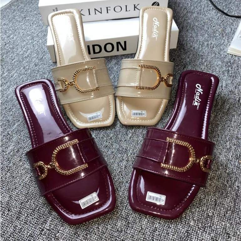 sandal wanita heels 3cm sandal cewek bahan GLOSY bening