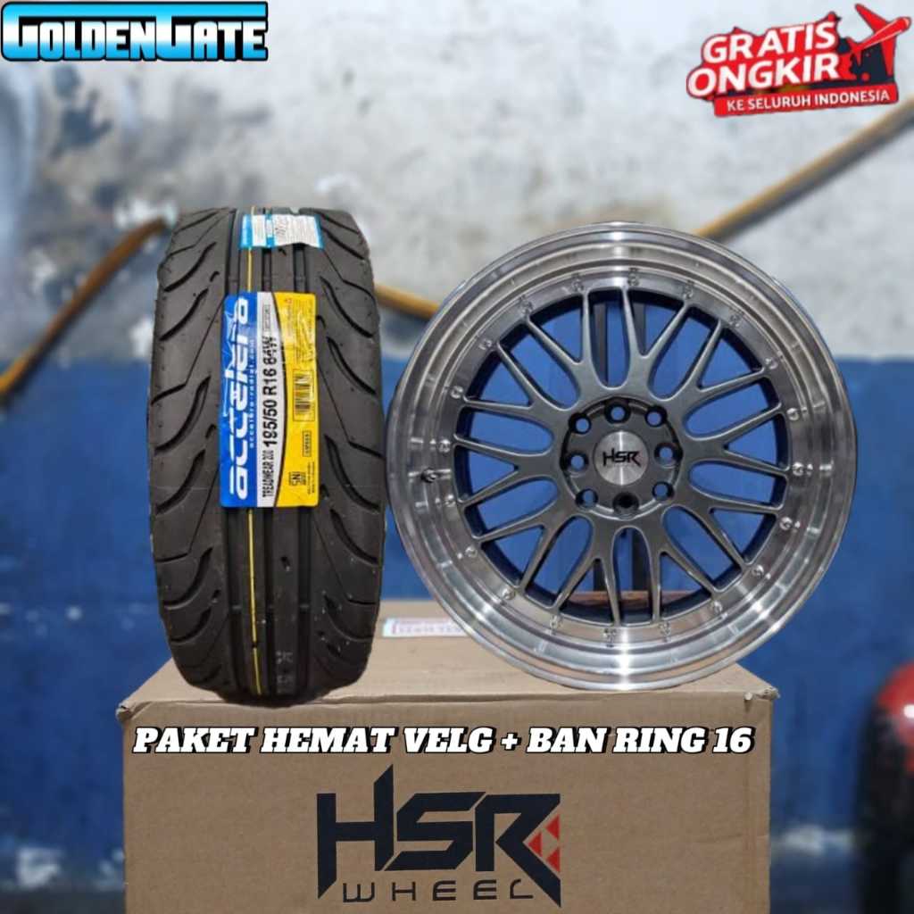 Paket velg ban ring 16 hsr lemans untuk mobilio xenia livina kijang + ban 185 50 r16 accelera