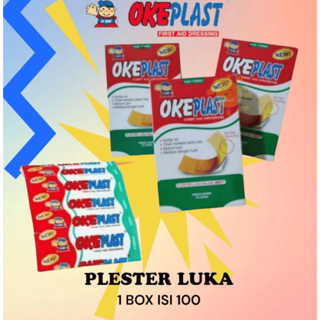 OKEPLAST/[1 Pak Ukuran 96x64mm] Plester Luka OkePlas Plaster Luka Anti Air