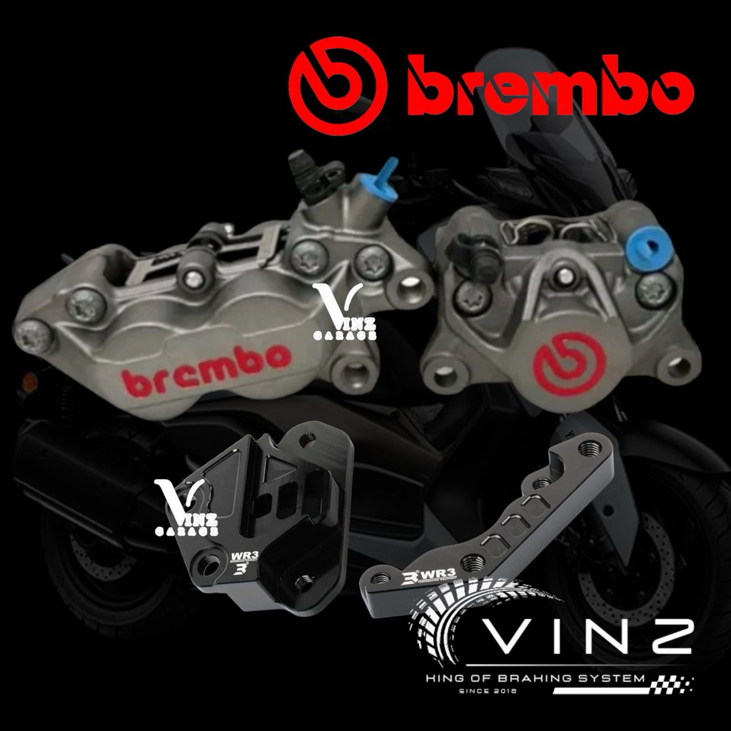 Kaliper Brembo Xmax Depan Belakang Set Braket SR1 Kaliper 4 Piston Xmax Brembo Original Depan Belaka