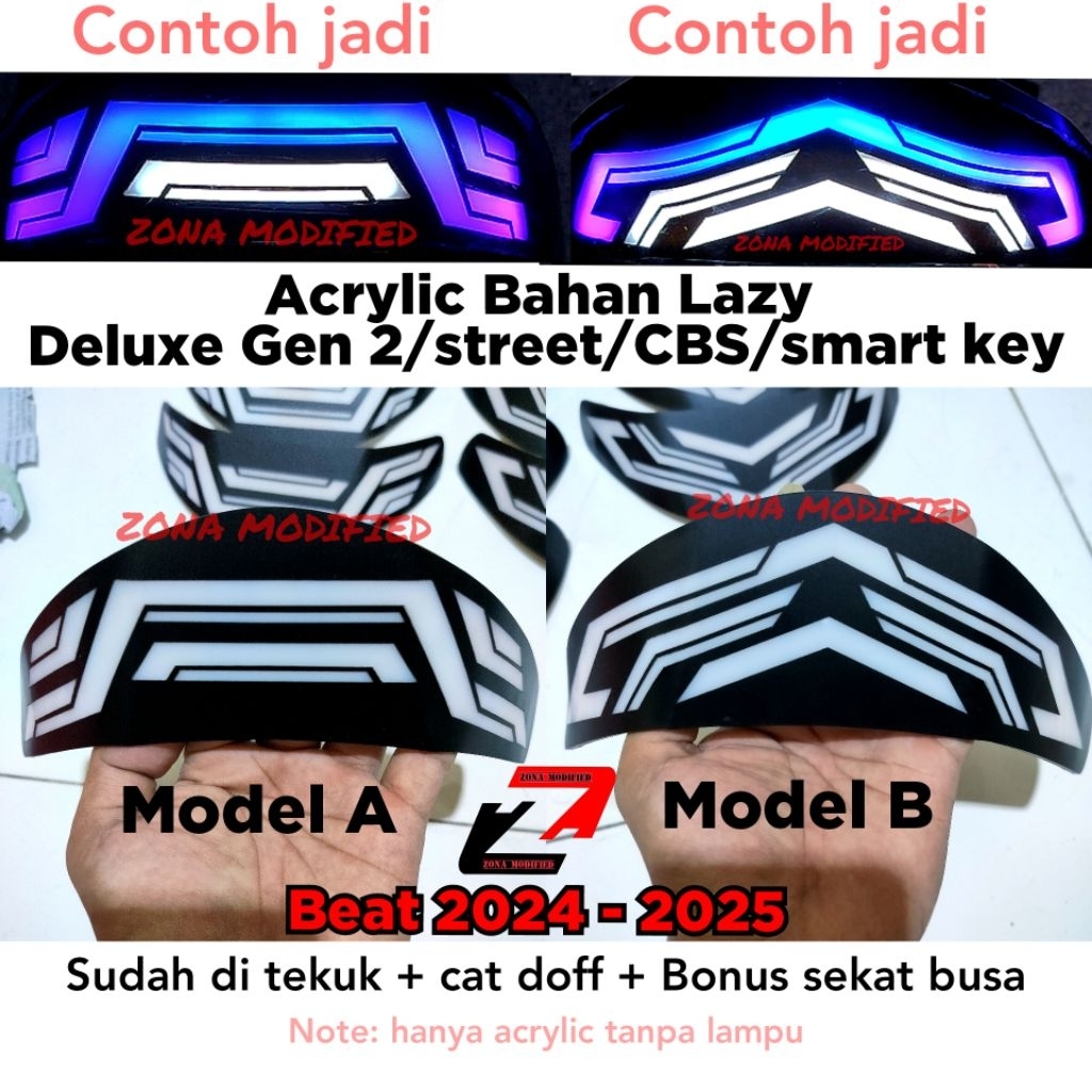 

acrylic akrilik bahan lazy beat deluxe gen 2/street 2024-2025 smart key