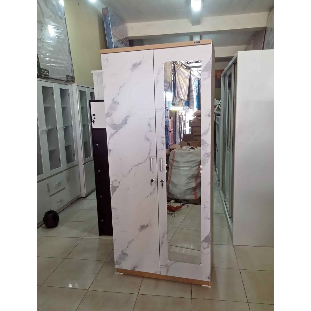 Lemari Pakaian | Lemari Baju 2 Pintu Kaca Panjang