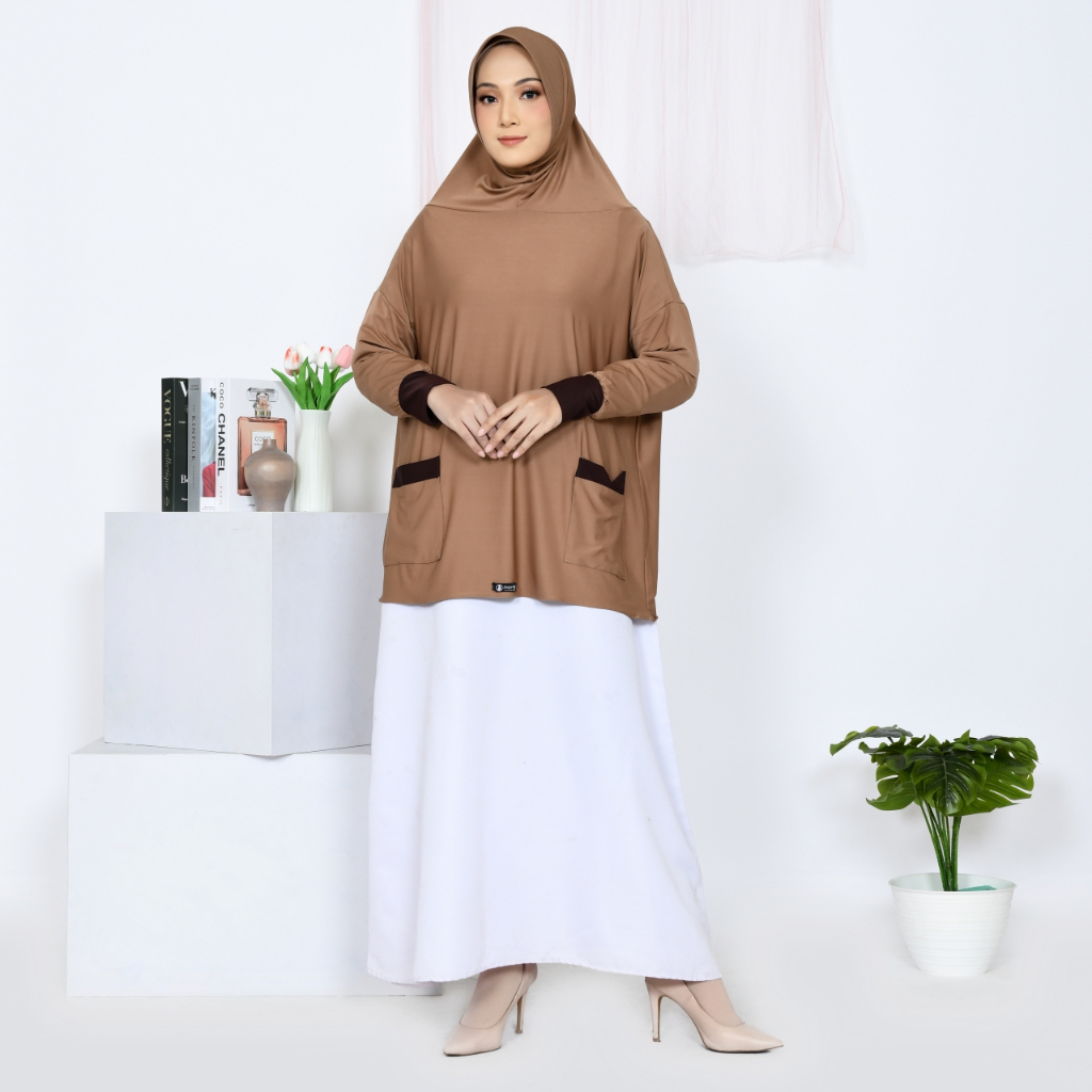 Jilbab Kinanti Lengan Saku Jumbo Umroh Berbahan Jersy Hijab Instan Murah Cantik MH