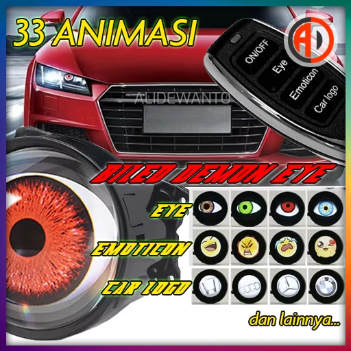 Lampu animasi sepasang mata Biled ukuran 8cm 33 jenis animasi variasi motor mobil Demon eyes Mata Sh