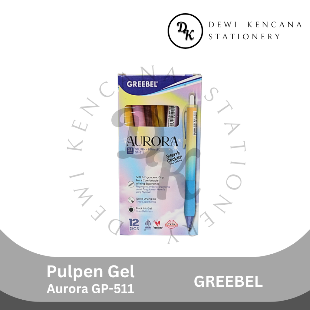 

Greebel Pulpen Gel Aurora Silent Clicker GP-511 Eceran 1 Set 3 pcs