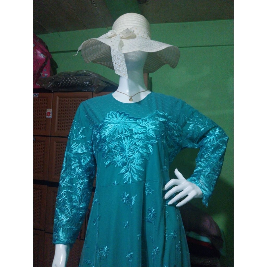 Gamis Brukat, baju pesta, gamis mewah, gamis brukat tile