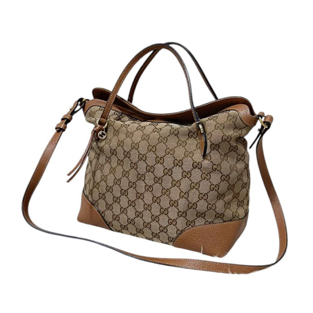 Ready Gucci Bree Foldover brown / beige GG canvas leather .   Db polos, Mulus no kikis