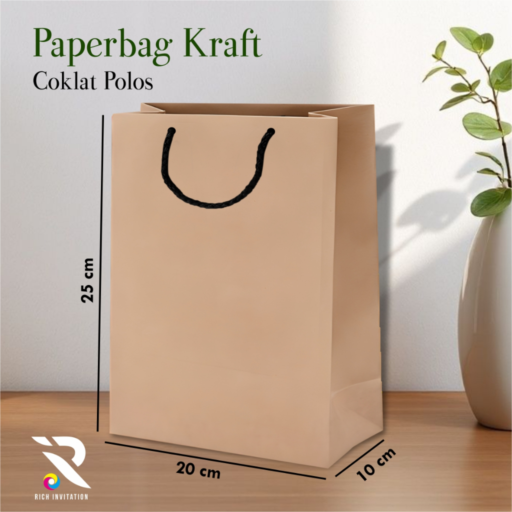 

[12PCS] PAPER BAG KRAFT COKLAT POLOS - TAS SOUVENIR PERNIKAHAN BAHAN KRAFT UKURAN 20 x 25 x 10 CM