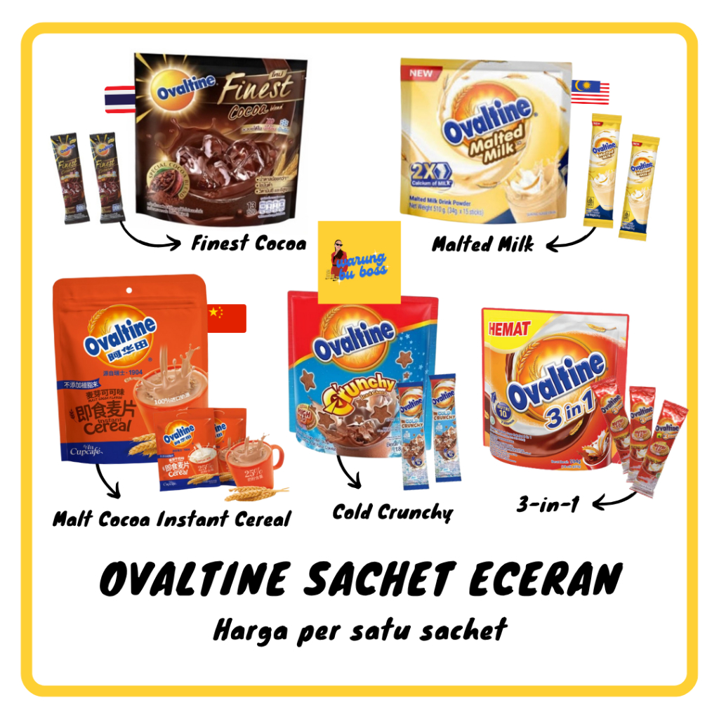 

Ovaltine Sachet Eceran Malt Cocoa Instant Cereal 3in1 Cold Crunchy Malted Milk