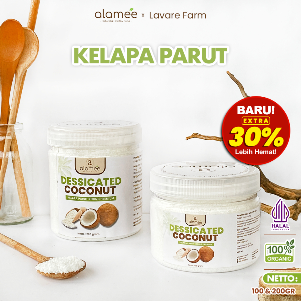 

ALAMEE Kelapa Parut Kering Dessicated Coconut Flakes Topping Taburan Kue BUMA