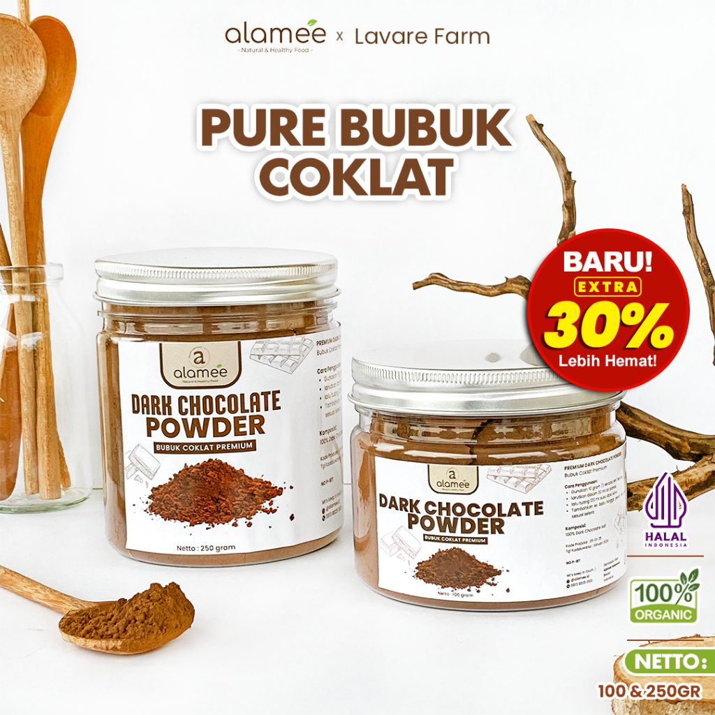 

ALAMEE Coklat Bubuk Dark Chocolate Powder Minuman Serbuk Kakao Cocoa Gluten Free Tanpa Gula BUMA