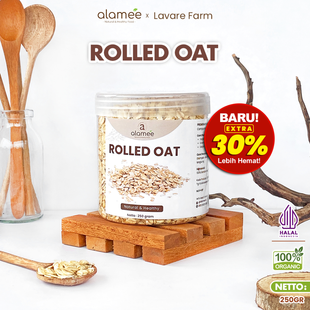 

ALAMEE Rolled Oats Gantum Utuh Biji Kasar Instan Oat Organik Sarapan Cemilan 250gr BUMA
