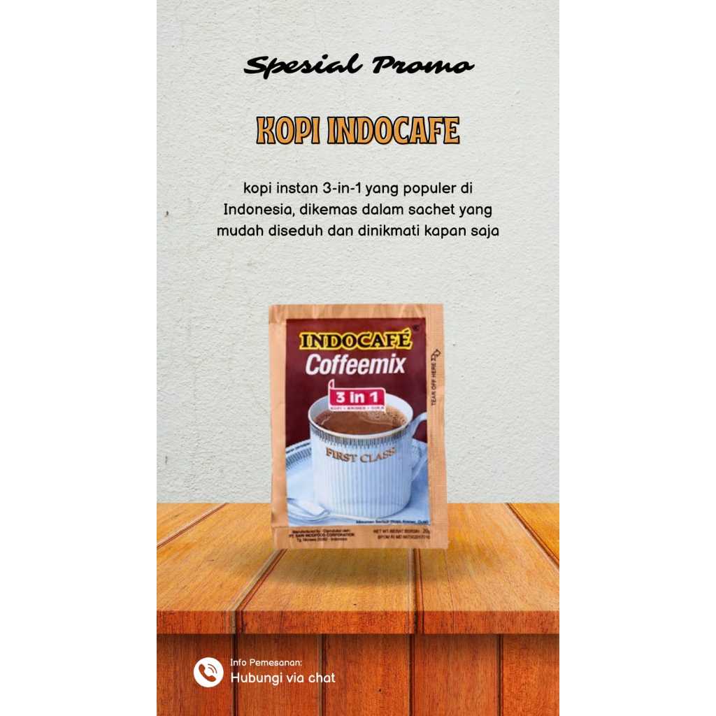 

Kopi Bubuk Indocafé Coffeemix aroma susu kuat Kopi Instan 3-in-1 20gr ( isi 10 )