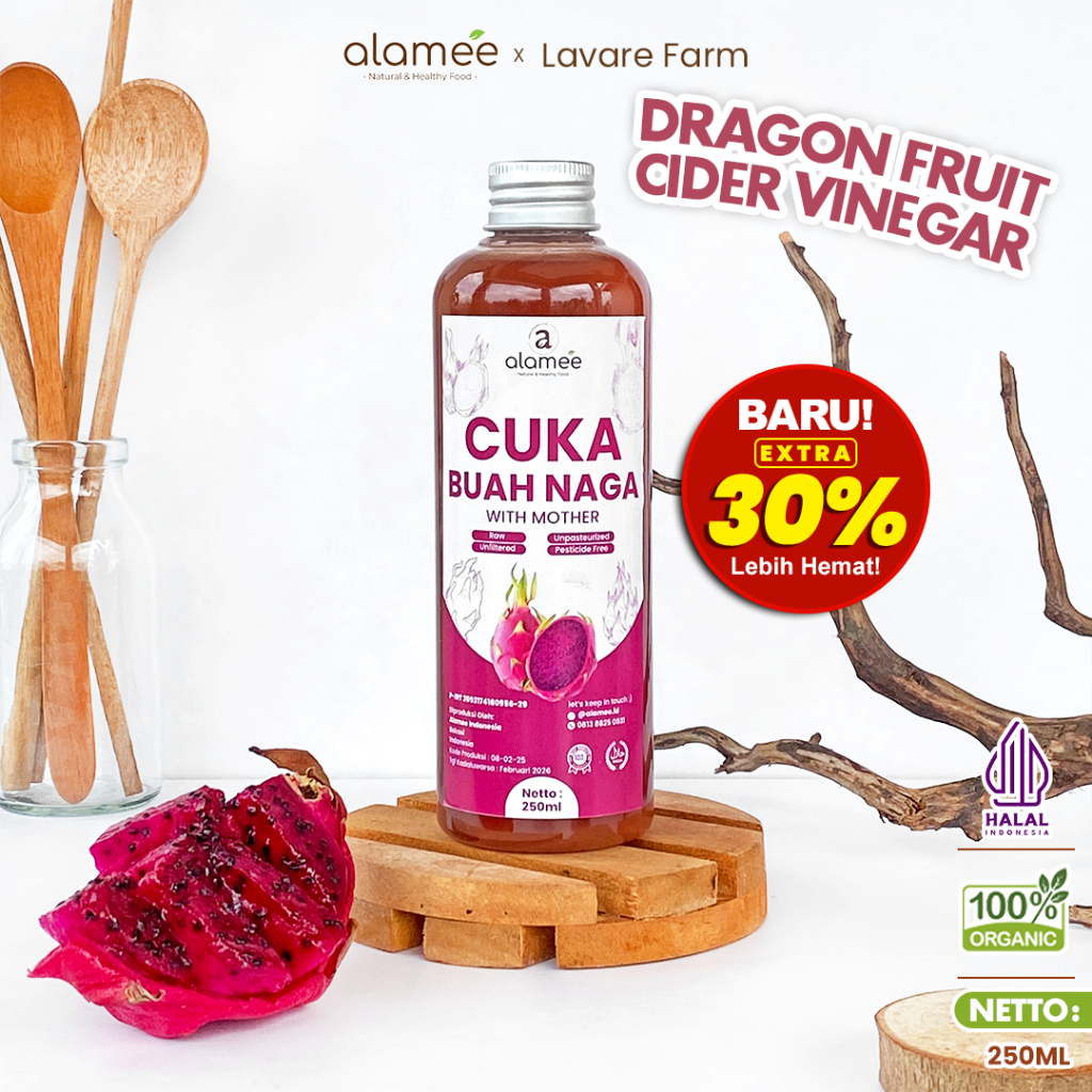 

ALAMEE Cuka Buah Naga Organik Dragon Fruit Cider Vinegar With Mother Fermentasi Probiotik 250ml BUMA