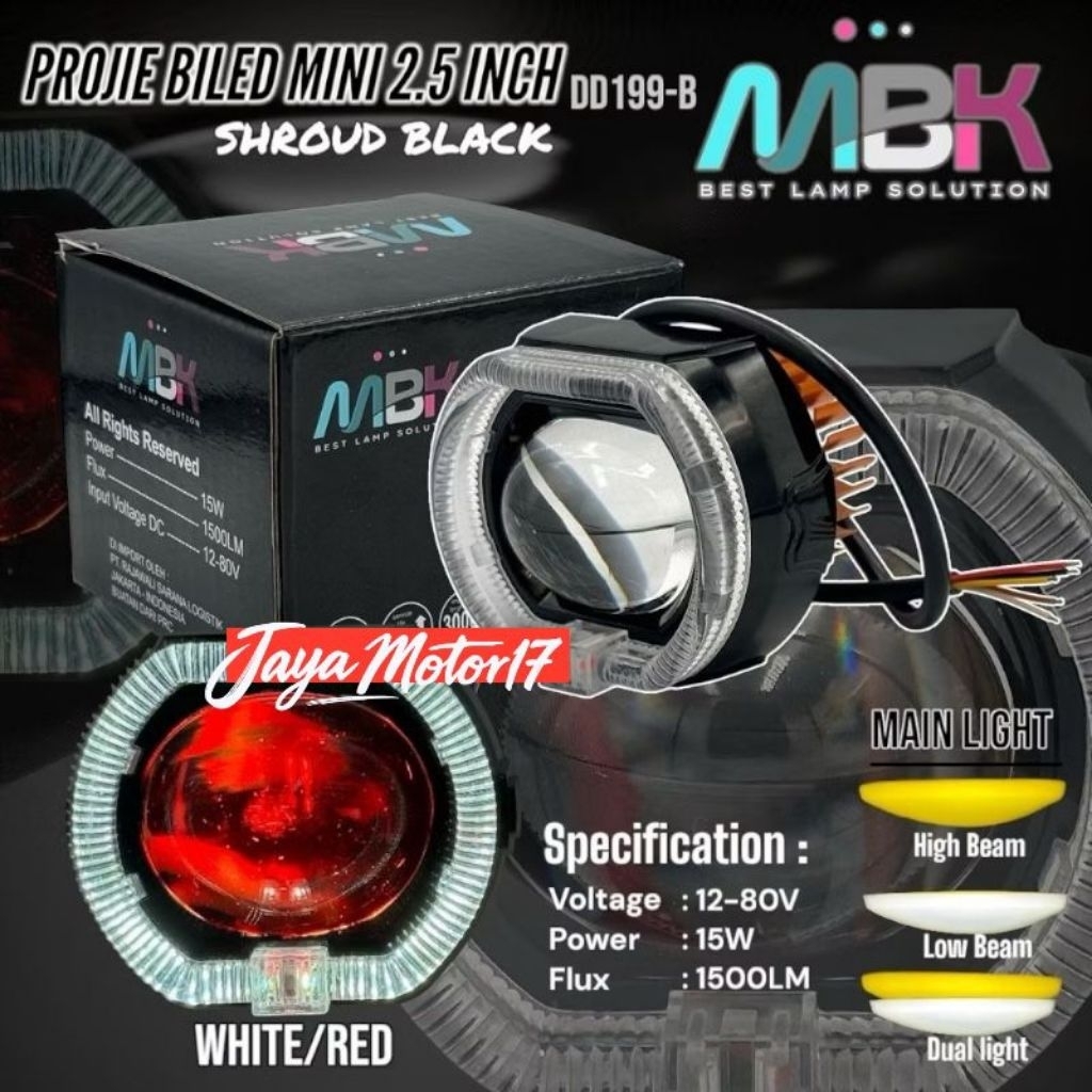 Lampu Depan Motor Headlamp Projie BILED MINI 2.5 Inch Shroud Black Universal lampu depan motor motor