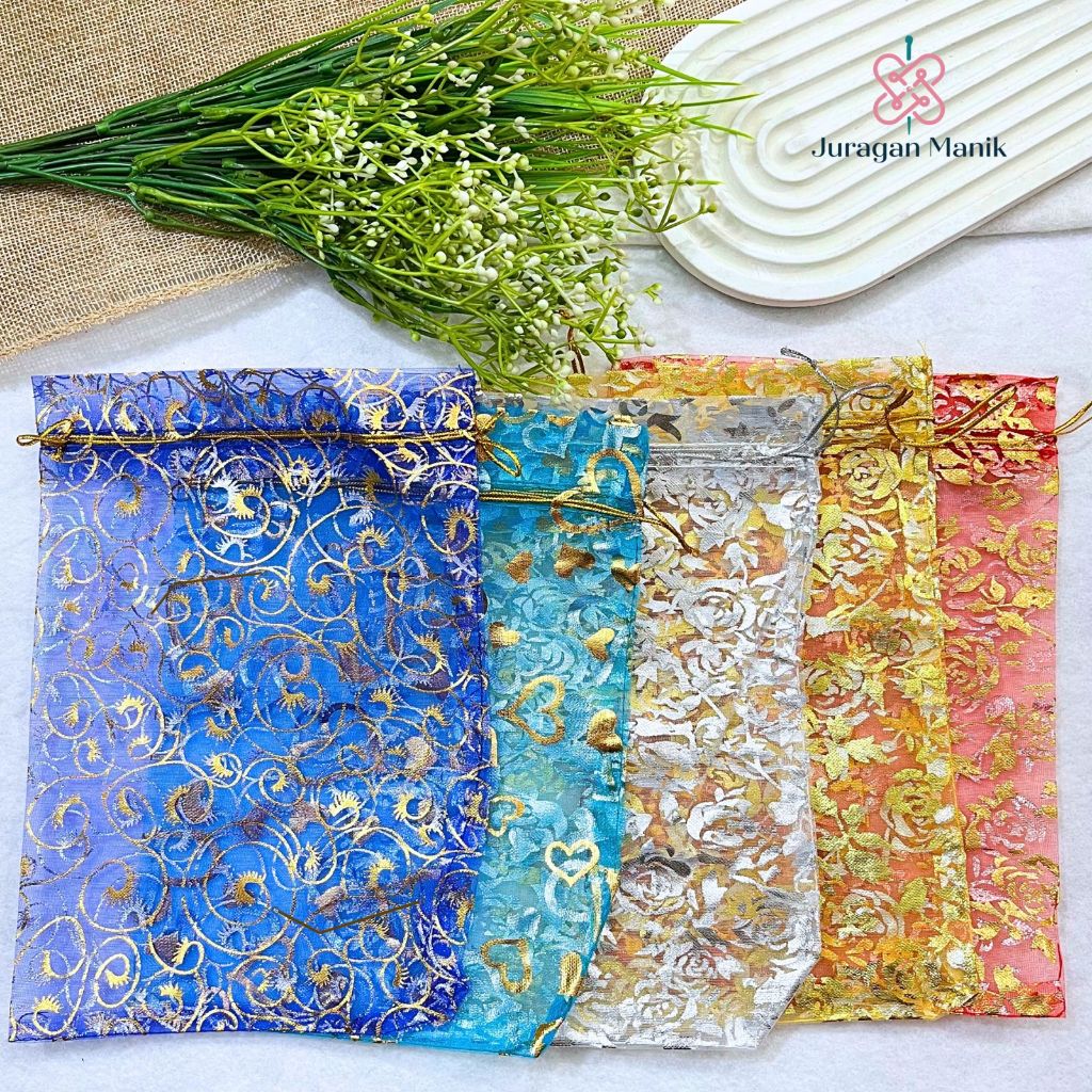 ORGANZA BAG KANTONG SERUT SOUVENIR - POUCH SERUT TILE ORGANZA SIZE 17 x 23cm