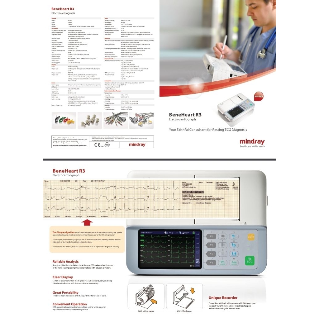 Mindray Ecg 3 Channel Benerheart R3 mindray / EKG 3 Channel Mindray Beneheart R3 /