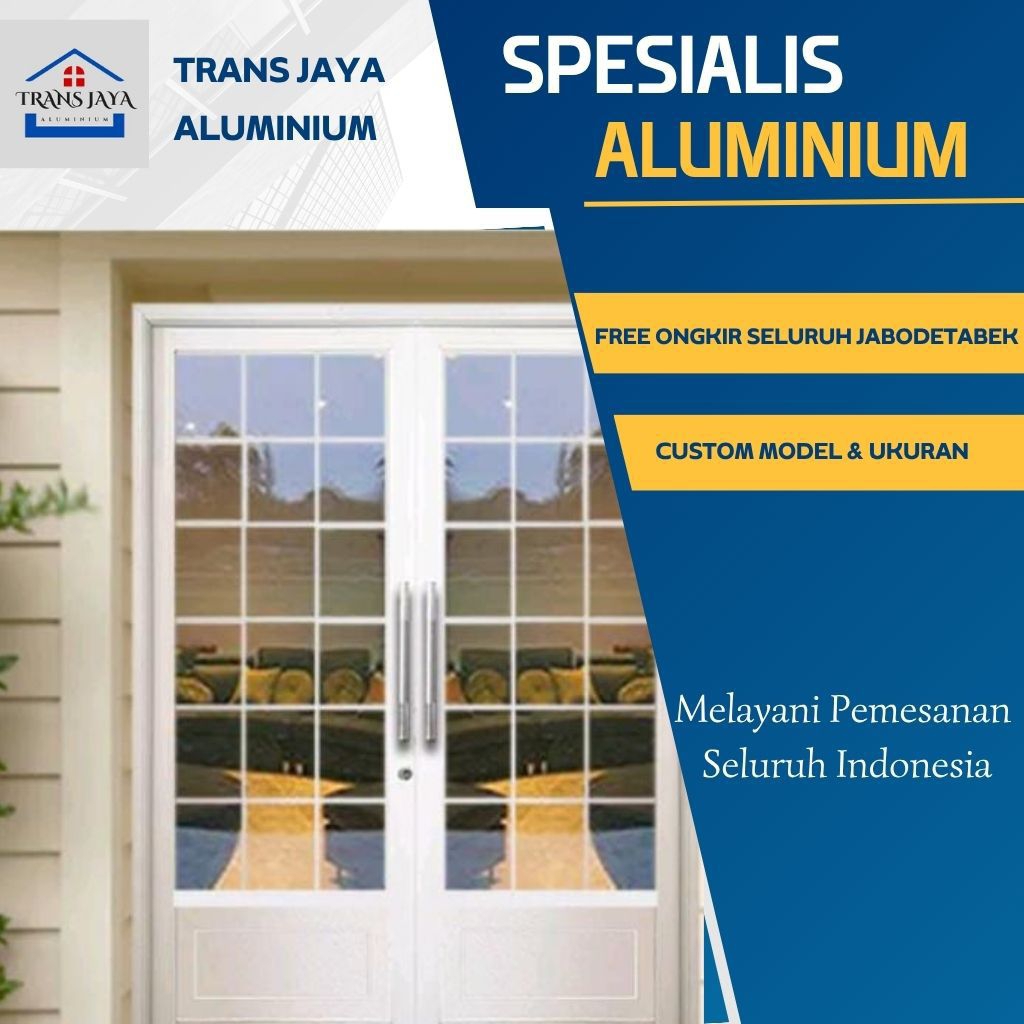 PINTU ALUMINIUM SWING PANEL VARIASI KAA ORNAMENT 2 DAUN UKURAN L 1200 x T 220