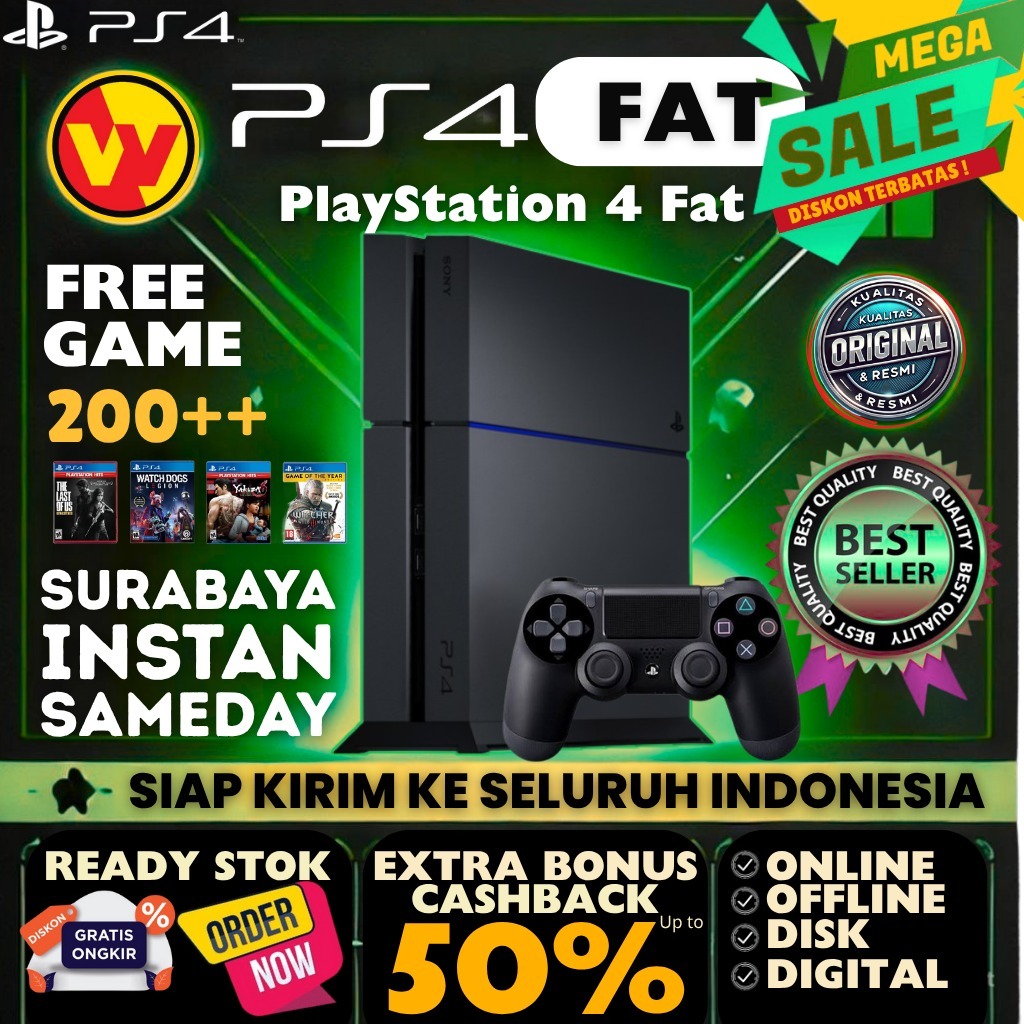SONY PS4 FAT HEN / ORIGINAL PLAYSTATION 4 FAT ORIGINAL / HEN FULLGAME HITS BONUS RATUSAN GAMES TERBA