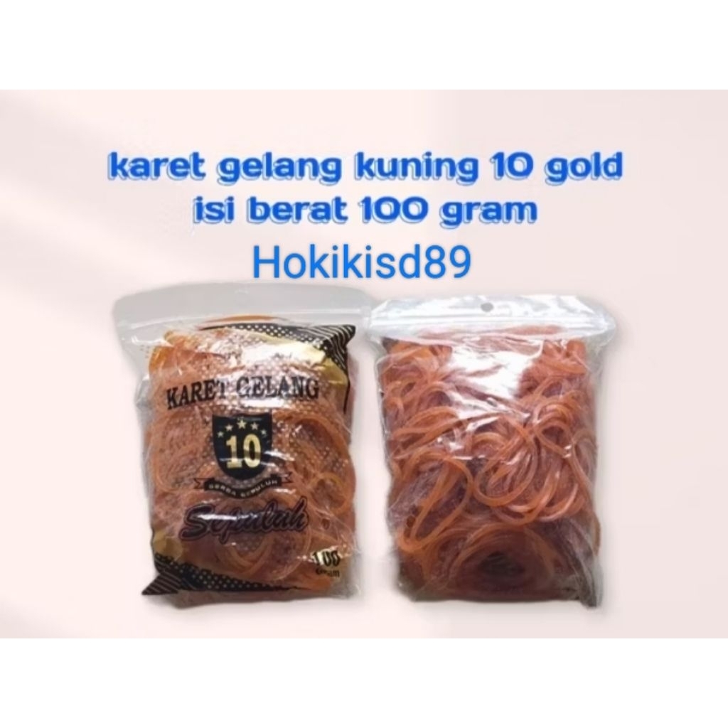 

KARET GELANG KUNING 10 GOLD BAHAN IMPORT 100 GRAM.