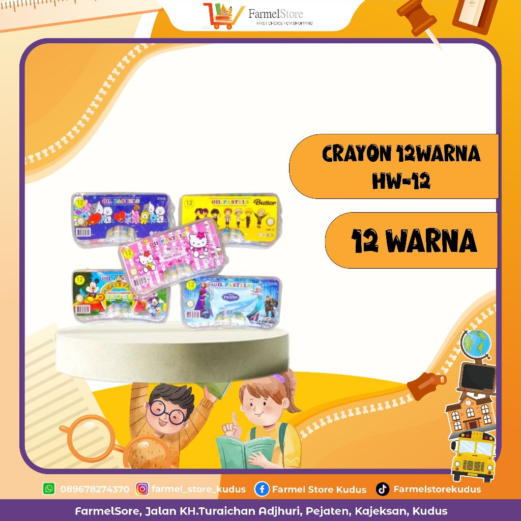 

Crayon Oil Pastel HW-12 (Isi 12 Warna)
