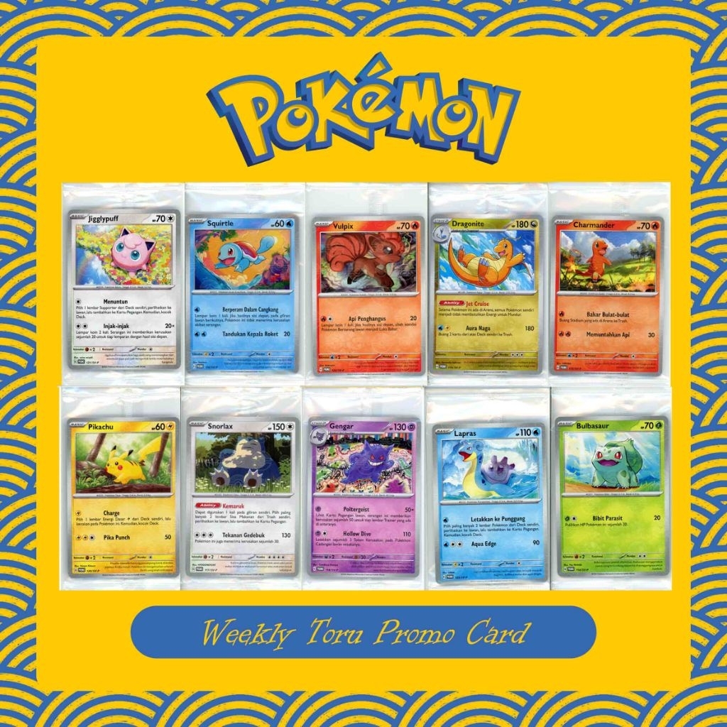 kartu promo weekly tournament poke ball holo ball pikachu snorlax gengar lapras bulbasaur charmander