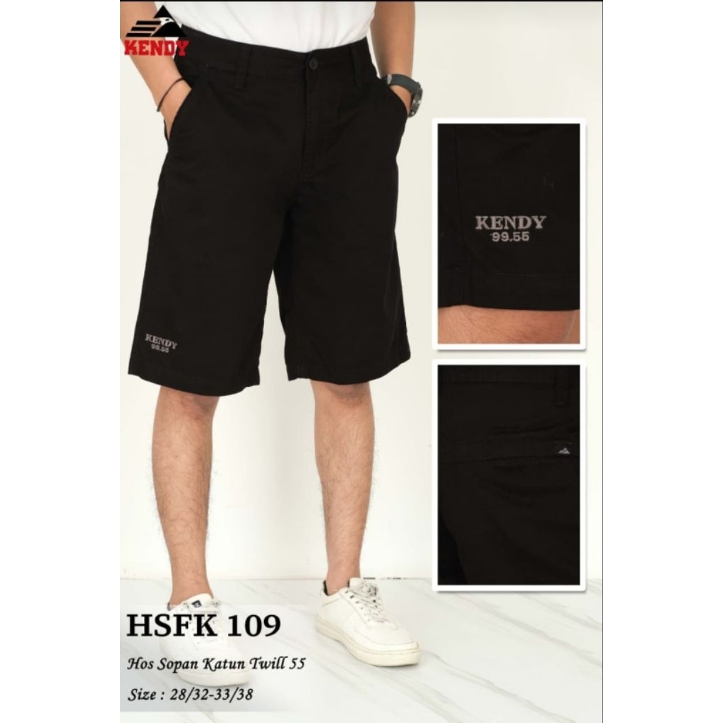 Celana Pendek KENDY Original hitam polos lingkar kancing HSF
